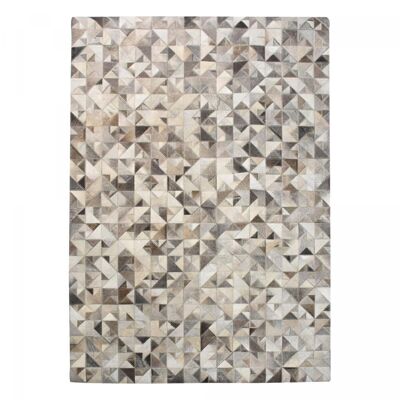 Wohnzimmerteppich 120x170cm TRIMULTI Grau. Handgefertigter Teppich aus Tierfell