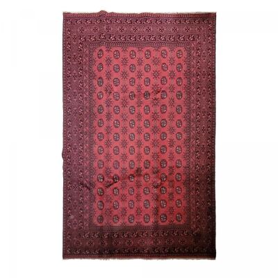 Alfombra oriental 200x286cm AKSHA Rojo. Alfombra de lana hecha a mano
