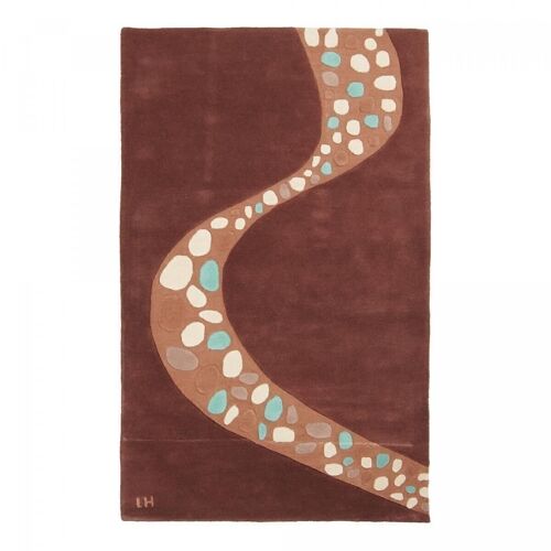 Tapis moderne 120x200cm PIERAVIL Marron. Tapis artisanal en Laine