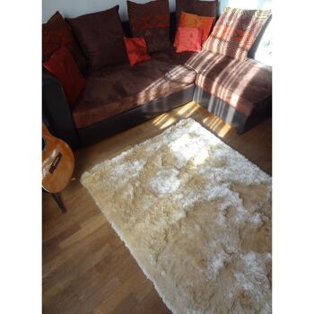 Tapis shaggy 240x340cm SG FIN Crème. Tapis artisanal en Polyester 2