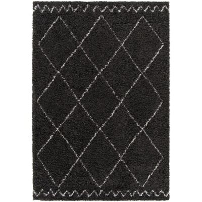 Tapis shaggy 200x290cm HINOU Noir en Polypropylène