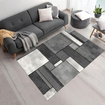 Tapis salon 200x290cm BRILLANCE GEOMETRIQUE Gris en Polypropylène 2