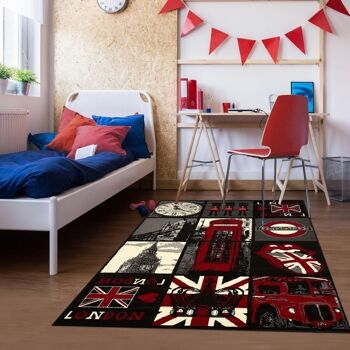 Tapis enfant 160x225cm BC LONDON CITY Noir en Polypropylène 2