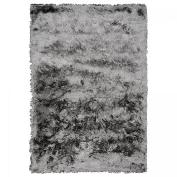 Tapis shaggy 90x160cm SG FIN Gris. Tapis artisanal en Polyester 1