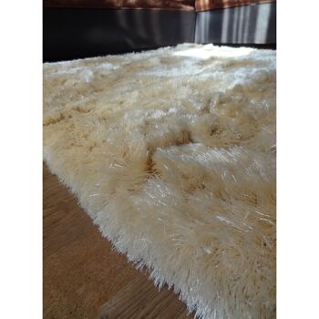 Tapis shaggy 90x160cm SG FIN Crème. Tapis artisanal en Polyester 5