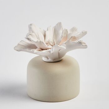 Diffuseur de parfum fleur d'hIbiscus par capillarité, en céramique - KONGA Crème 6