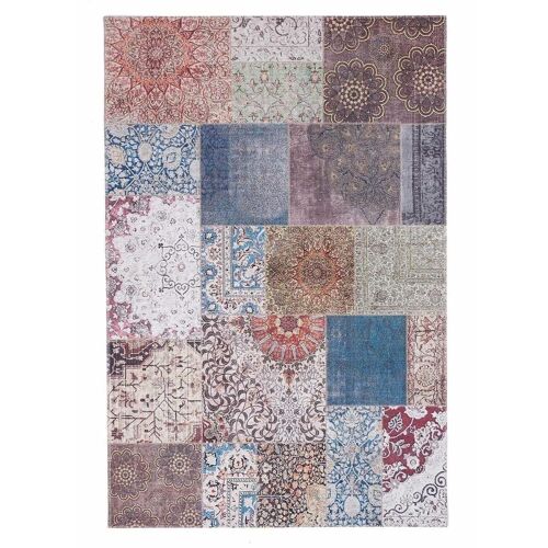 Tapis exterieur 123x180cm PATCHWORK EX Bleu en Polypropylène