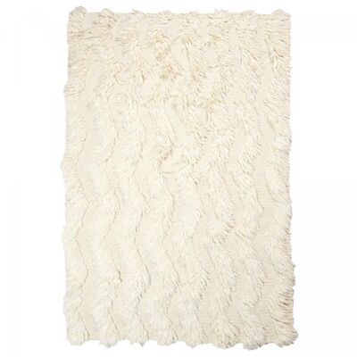Living room rug 200x290cm FLOKATA Cream. Handmade wool rug