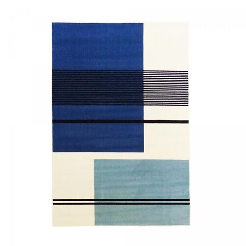 Tapis salon 200x290cm BLUSQUARE Bleu en Polypropylène