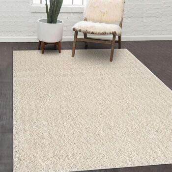 Tapis shaggy 80x300cm UNISHAG Crème en Polypropylène 2