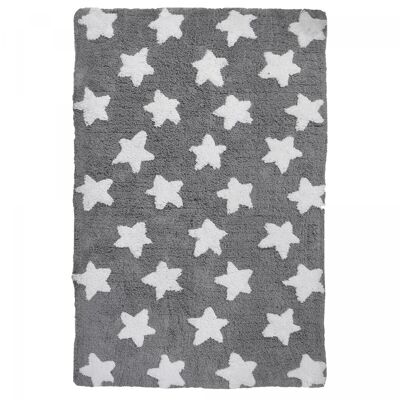 Tappeto per bambini 80x150 cm STAR 100% BIOLOGICO Grigio. Tappeto in cotone fatto a mano