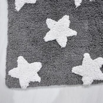 Tapis enfant 80x150cm ETOILE 100% BIO Gris. Tapis artisanal en Coton 3