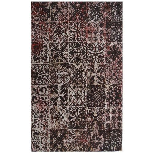 Tapis kilim 170x240cm LINIT Marron. Tapis artisanal en Polyester