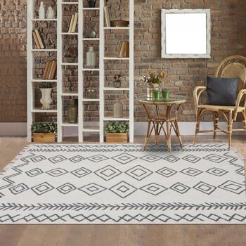 Tapis kilim 80x150cm BERBA REVERSIBLE Ecru en Coton 2