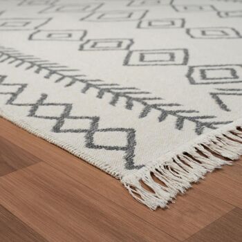 Tapis kilim 80x150cm BERBA REVERSIBLE Ecru en Coton 4