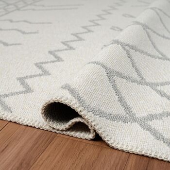 Tapis kilim 80x150cm BERBO REVERSIBLE Ecru en Coton 4