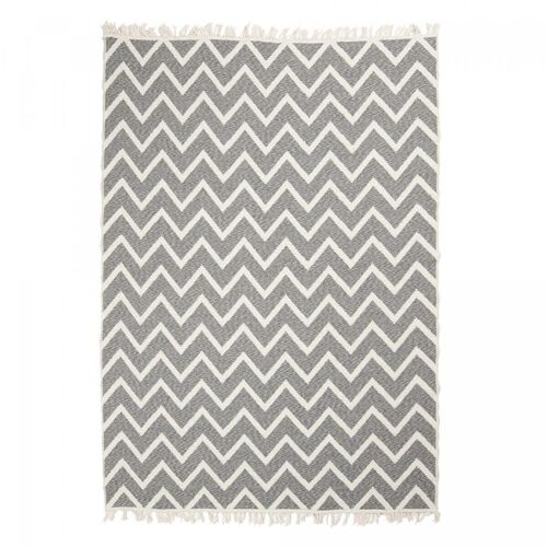 Tapis kilim 80x150cm BERBAO REVERSIBLE Gris en Coton