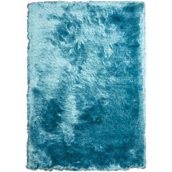 Tapis shaggy 100x100 rondcm SG FIN Bleu. Tapis artisanal en Polyester 1