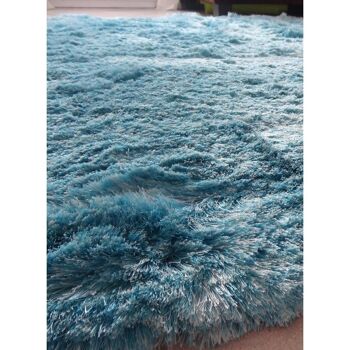 Tapis shaggy 100x100 rondcm SG FIN Bleu. Tapis artisanal en Polyester 3