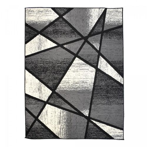 Tapis salon 120x170cm AROS Noir en Polypropylène