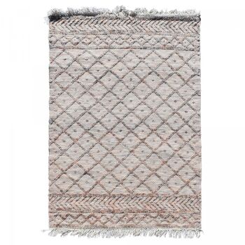 Tapis kilim 80x150cm KM RELIEF 2 Beige. Tapis artisanal en Laine 1