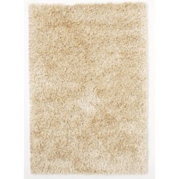 Tapis shaggy 80x140cm MALAIDORY Blanc. Tapis artisanal en Polyester 1