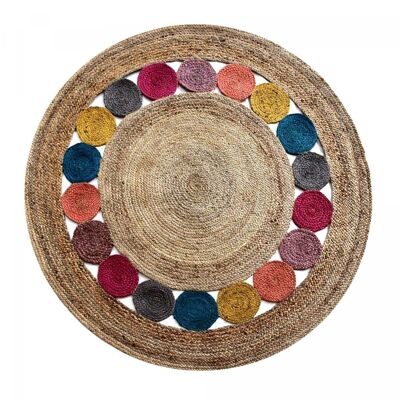 Tapis rond 250x250 rondcm JT RONDAROND Multicolore. Tapis artisanal en Jute