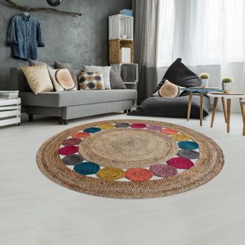 Tapis rond 250x250 rondcm JT RONDAROND Multicolore. Tapis artisanal en Jute 2