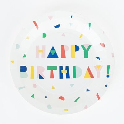 8 platos de papel: cumpleaños