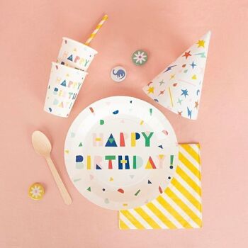 8 Gobelets en carton : Happy Birthday 2