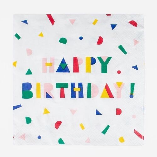 20 Serviettes en papier : Happy birthday