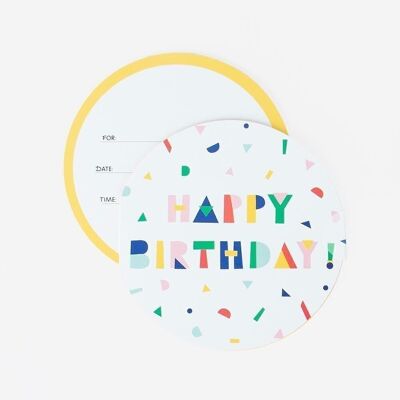 8 Tarjetas de invitación: Feliz Cumpleaños