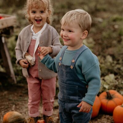 Corduroy dungarees with large pocket