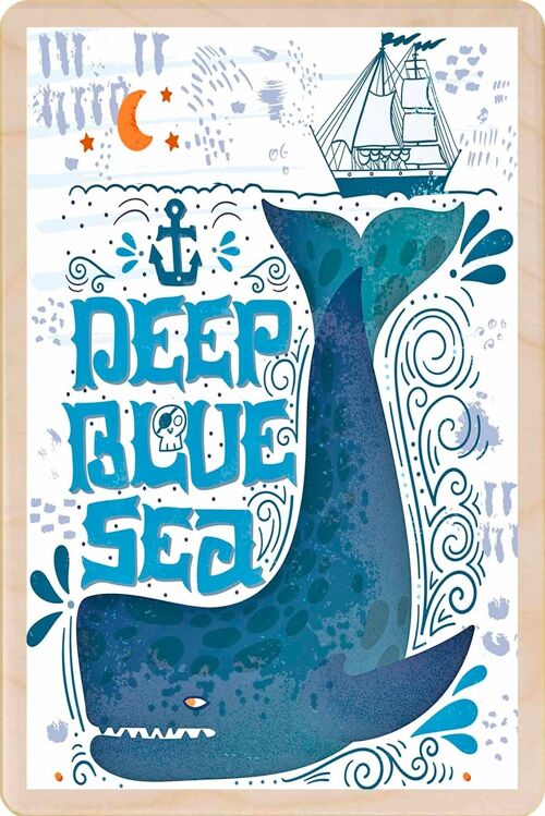 Wooden Postcard DEEP BLUE SEA Seaside Card