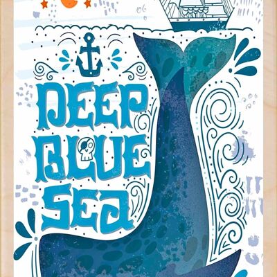 Wooden Postcard DEEP BLUE SEA Seaside Card