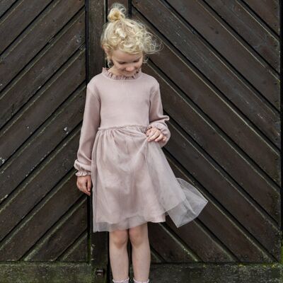 Tulle dress with ruffle collar