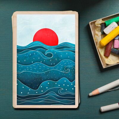 Wooden Postcard SUN AND SEA Seaside Card