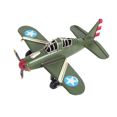 Modello in miniatura in latta di aeroplano verde militare
