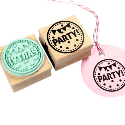 Round Stamp - "Party!" Text - Festive Banner