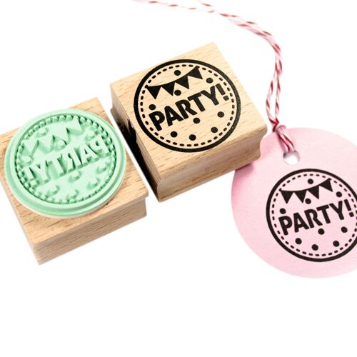 Round Stamp - "Party!" Text - Festive Banner
