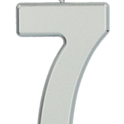 Candle Number 7 Silver - 5 cm