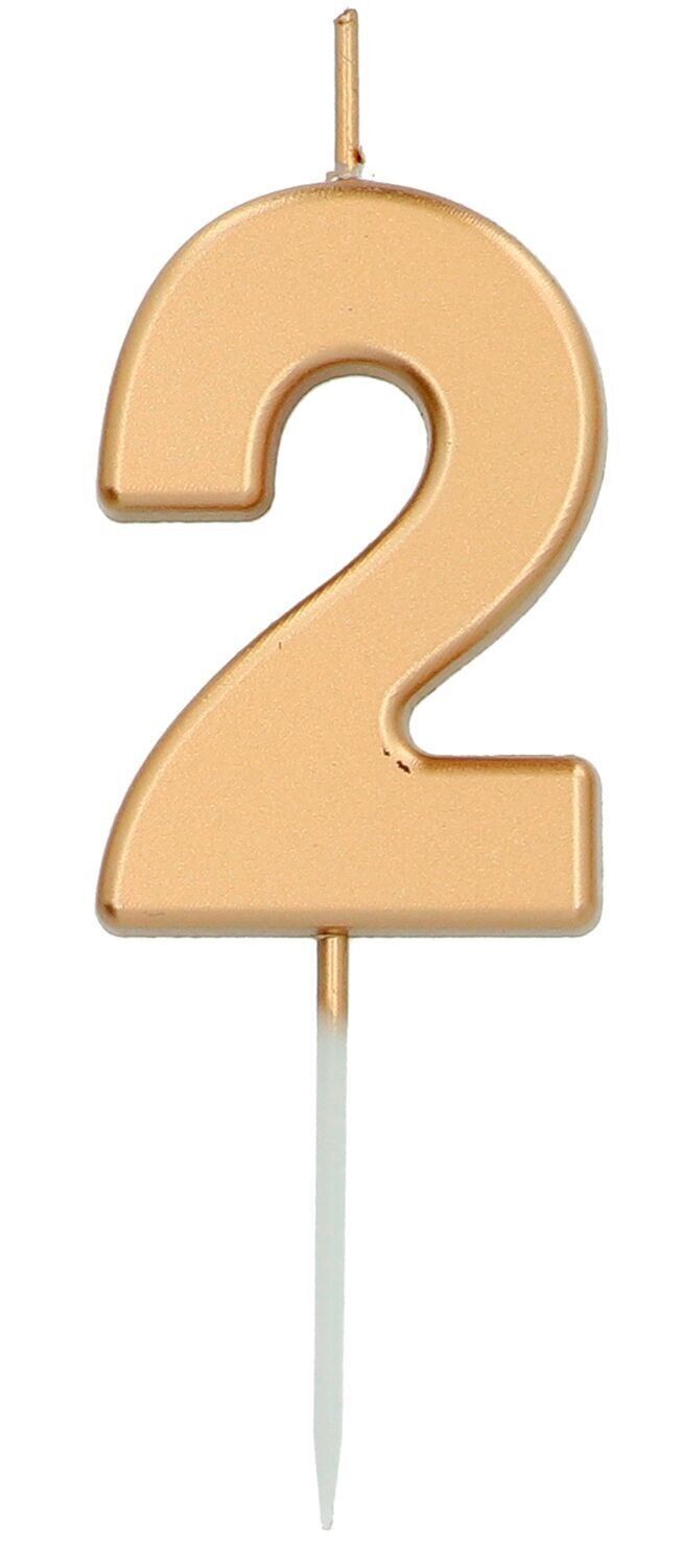 Kerze Nummer 2 Gold - 5 cm