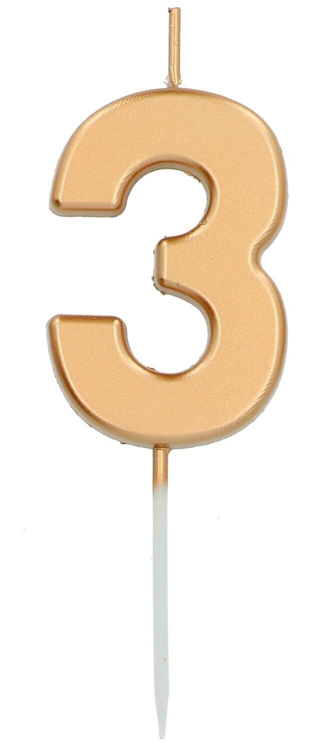 Candela Numero 3 Oro - 5 cm