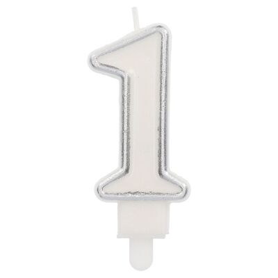 Candle Simply Chique Silver Number 1 - 9 cm