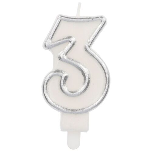 Candle Simply Chique Silver Number 3 - 9 cm