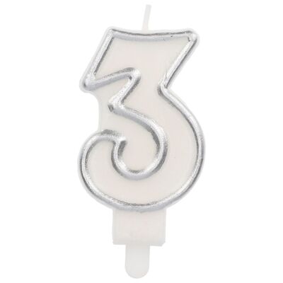 Candle Simply Chic Silver Number 3 - 9 cm