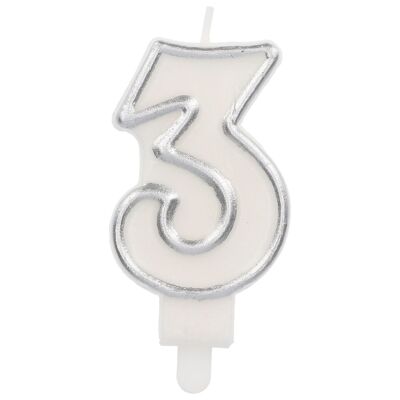Candle Simply Chique Silver Number 3 - 9 cm
