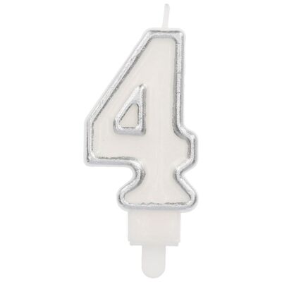 Candle Simply Chique Silver Number 4 - 9 cm