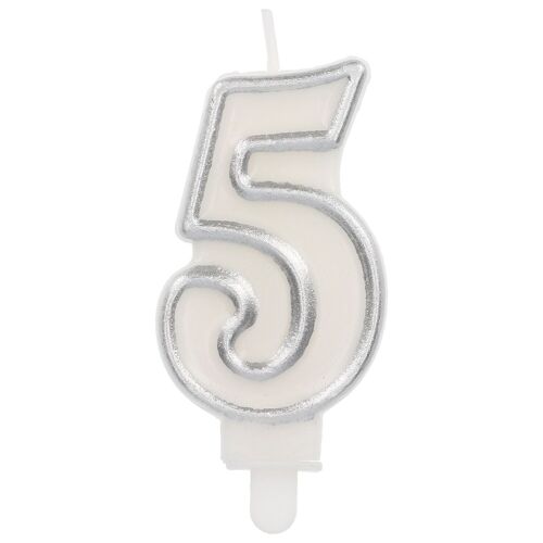 Candle Simply Chique Silver Number 5 - 9 cm