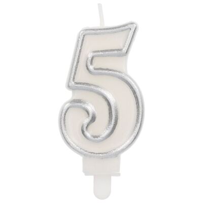 Candle Simply Chic Silver Number 5 - 9 cm